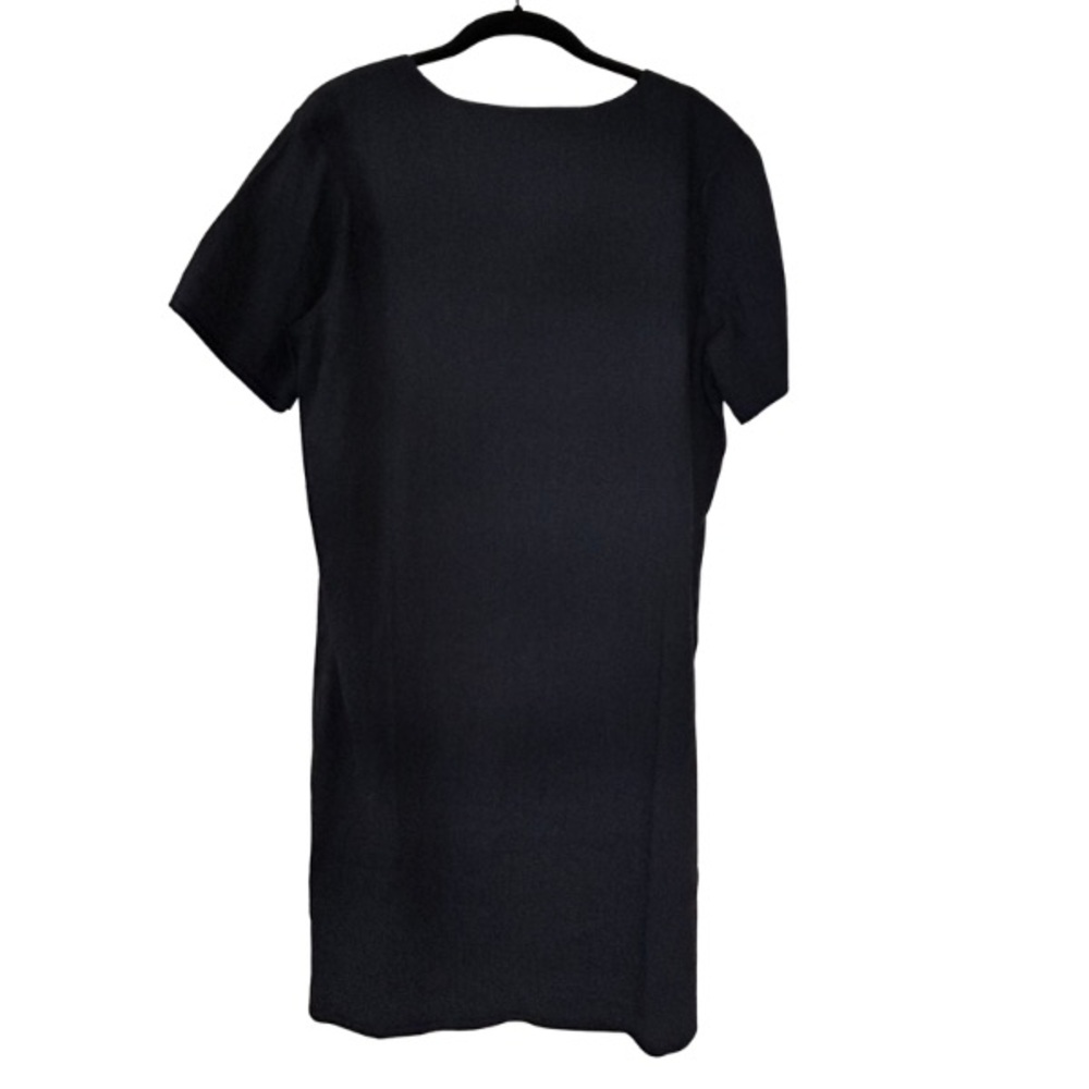 Theory Navy Blue Split V-Neck Short Sleeve Linen Dress, Large - Picture 5 of 7